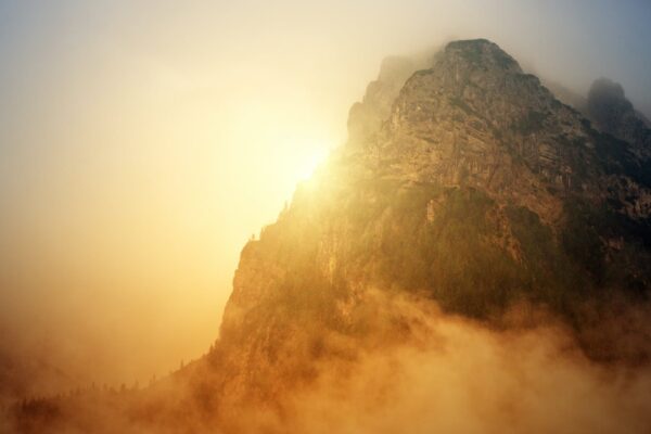 golden hour photography of mountain